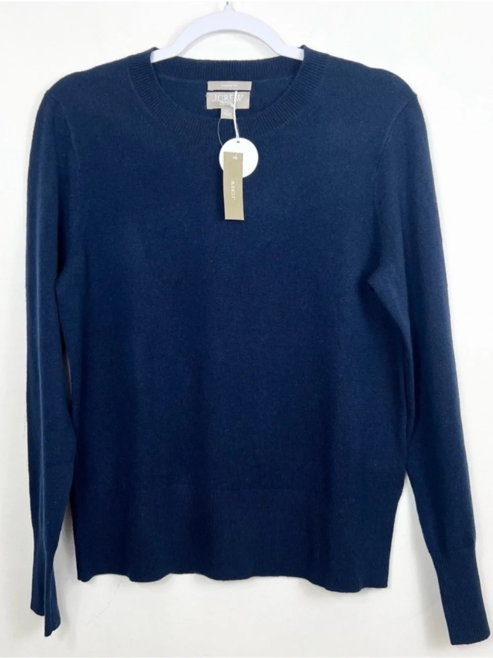 J. Crew Classic Fit Cashmere Crewneck Sweater in Navy Blue Size Small NWT